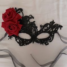 Brand New, Never Used Black Lace Mask Masquerade, Masquerade Accessories, Masquarade Mask, Mascarade Ball, Black Lace Mask, Victorian Gothic Wedding, Black Masquerade Mask, White Rose Tattoos, Rose Mask