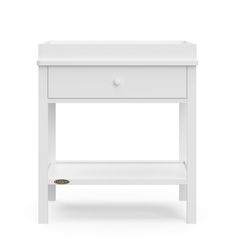 a white night stand with two drawers and one drawer on the bottom, against a white background