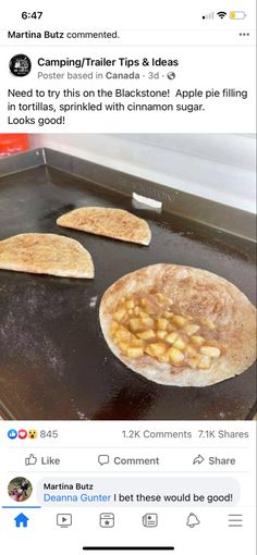 two pita breads cooking on top of an oven