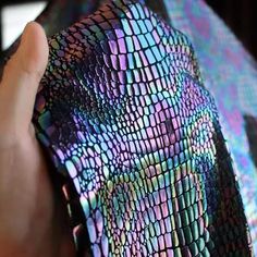 Soft Holographic Black Grid Snake Skin Pattern Fabric Broadcast Background Performance Clothing DIY Crocodile Skin Texture, Diy Coat, Stage Background, Snake Skin Pattern, Texture Fabric, Crocodile Skin, Crocodile Leather, Leather Pattern, Skin Texture