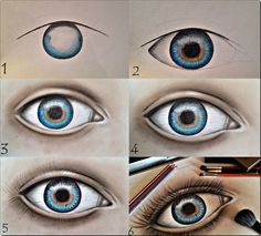 how to draw an eye step by step with colored pencils and watercolor paints