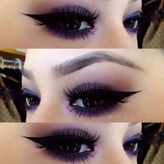 Smokey Eyes Tutorial, Cat Eye Makeup Tutorial, Brown Eye Makeup Tutorial, Goth Eye Makeup, Make Up Designs, Smokey Eye Makeup Look, Purple Eye Makeup, Cat Eye Makeup, Purple Makeup