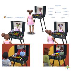 four different views of a person playing an interactive video game