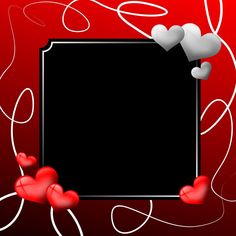 a black and red background with hearts in the corner, on which is an empty square