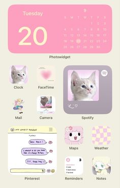 an image of a calendar with cats and other things to see on the page in it