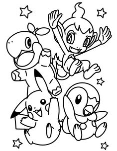 pokemon coloring pages for kids and adults with the numbers 3, 4, 5, 6