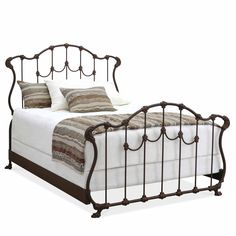 Hamilton Iron Bed 1052 Wesley Allen Queen CBMPF Aged Rust Finish Matriae Wrought Iron Bed Frames, Iron Headboard, Antique Iron Beds, Wrought Iron Beds, California King Headboard, Wrought Iron Bed, Profile Frame, Fantasy Furniture, Iron Bed Frame