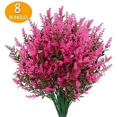 pink flowers are in a vase with the price tag 8 bundles per package for $ 3 99 each