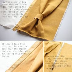 how to sew a pillow with zippers on the bottom and side, step - by - step instructions