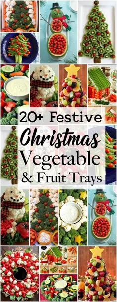 christmas vegetable and fruit trays with the words 20 festive christmas vegetables and fruit trays