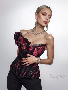 Carmelita Asymmetrical Front Zipper Corset – Mologoko Couture Luxury Sleeveless Corset, Luxury Overbust Corset With Boned Bodice, Luxury Corset For Party, Zipper Corset, Style Corset, Red Carpet Style, Bustier Top, Swag Outfits, Red Carpet Fashion