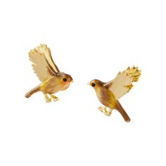 Fable Enamel Flying Robin Earrings | Fable England | Wolf & Badger Fable England, Nature Symbols, Summer Color Palette, Stocking Fillers For Her, Hope Symbol, Forever Jewelry, Nature Inspired Design, Jewelry Ring Box, Pearl Jewellery Earrings