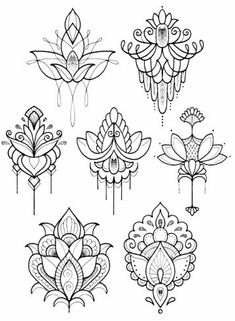 an image of different designs on the back of a tattoo flash art design for women