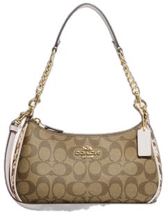 Coach Beige Shoulder Bag With Gold-tone Hardware, Coach Cream Shoulder Bag With Handle Drop, Elegant Beige Coach Shoulder Bag, Coach Cream Evening Bag, Coach Cream Pouch Shoulder Bag, Formal Beige Coach Shoulder Bag, Beige Coach Shoulder Bag With Handle Drop, Coach Beige Shoulder Bag With Handle Drop, Coach Outlet