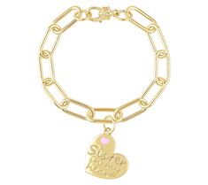 Show off the bond you share by wearing this gleaming chain bracelet adorned with an expressive charm. From Ariva. Pink Enamel, Heart Bracelet, Show Off, Heart Charm, Chain Bracelet, My Heart, Design Elements, Jewelry Bracelets, 18k Gold