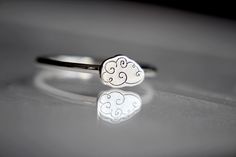 Simple style knuckle or stacking ring! Great subtle accent easy and durable for everyday wear. Gorgeous simple sterling silver Cloud ring that is great for stacking! You may select your own finish! This little Cloud rests on a 16 gauge smooth band!  Band: 16 gauge (1.3mm) Cloud measures approx 7mm wide ★ IMPORTANT SHIPPING & PRODUCTION DETAILS!! ★ All of FMJ pieces are made-to-order from scratch. Item creation times have typically between 1-3 business day processing "Ships in" time to be made an Clouds Accessories, Cloud Ring Silver, Cloud Jewelry, Cloud Bracelet, Cloud Ring, Silver Cloud, Simple Ring, Ring Simple, Black Gift Boxes