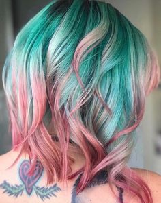 Bright Hair Dye Ideas, Short Mermaid Hair, Bright Color Hair, Hair Colors For Blue Eyes, Color Hair Extensions, Cotton Candy Hair, Hair Dyed, Hair Dye Ideas