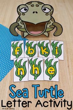 sea turtle letter activity for kids to practice letters and numbers with the help of an animal