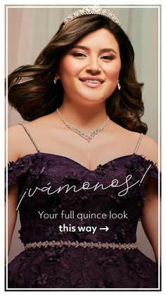 a woman wearing a tiara and smiling with the caption, you'll quince look this way