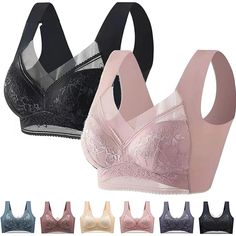 PRICES MAY VARY. 🌸【Womens Lace Bras】The Posture Correction Comfy Bra, designed with your comfort and support in mind. This bra features a vest design that makes it easy to put on and take off. 🌸【Ultimate Comfort】Wide side wings, extra-wide shoulder straps, and U-shape back panel ensure maximum support while smoothing back bulges and correcting armpit fats for a flattering silhouette. 🌸【Breathable & Stretchy】Our front close bra made with breathable fabric, keeping you fresh throughout the day. Front Close Bra, Posture Bra, Gather Bra, Bra Plus Size, Vest Design, Bra Materials, Lace Bras, Plus Size Sports Bras, Comfy Bra