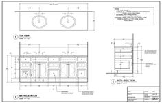 an architectural drawing shows the layout for a bathroom with two sinks and one toilet, as well as measurements