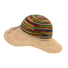 43525 Ladies crochet style Straw Hat size adjustable size - German Specialty Imports llc Multicolor Adjustable Sun Hat With Flat Brim, Adjustable Multicolor Sun Hat With Flat Brim, Bohemian One Size Straw Hat For Vacation, Adjustable Jute Hat With Curved Brim, Bohemian Wide Brim Sun Hat In Jute, Adjustable Straw Hat With Short Brim, Adjustable Short Brim Straw Hat, Adjustable Multicolor Panama Hat For Spring, Wide Brim Toquilla Straw Crochet Hat