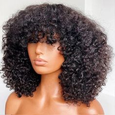 Curly Wig With Bangs, Frontal Lace Wig, Indian Remy Hair, Long Curly Wig, Frontal Closure, Human Virgin Hair