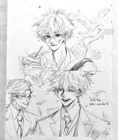 some drawings of two men in suits and ties