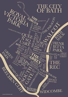 a map of the city of bath in england, with all its streets and names