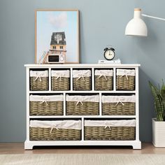 10 Drawer Chest with Willow Wicker Baskets FSC Certified 3 (4559054078003) Cosy Home Decor, Brown Nightstands, Basket Drawers, Willow Basket, Paulownia Wood, Tree Furniture, Shelves In Bedroom, Cosy Home, Cabinets Storage