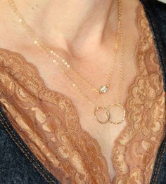 Layered Gold Double Eternity Circle Gold by LillaDesigns on Etsy Chain Necklace, Handmade Gift, Chain, Trending Outfits, Unique Jewelry