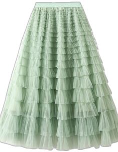 Green Stretch Skirt For Summer, Green Long Skirt For Spring, Spring Long Green Skirt, Green Voluminous Spring Dress, Green Full Maxi Skirt For Summer, Green Spring Dress With Voluminous Skirt, Green Tulle Bottoms For Summer, Green Summer Dress With Lined Skirt, Spring Green Pleated Maxi Skirt