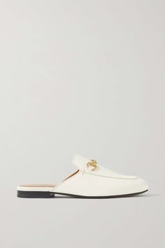 White Princetown horsebit-detailed leather slippers | GUCCI | NET-A-PORTER Tshirt Jeans Outfit, Gucci Tshirt, Jeans And T Shirt Outfit, Gucci Princetown, Leather Slippers, Jeans Outfit, T Shirt And Jeans, Gucci Mules, Gucci Shoes