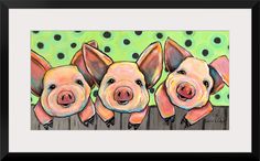 Fine Art Print, Martin Black Frame entitled Pig Pen.  Multiple sizes available.  Primary colors within this image include Seafoam Green, Peach, Orange, Burgundy.  Made in USA.  All products come with a 365 day workmanship guarantee.  Inks used are latex-based and designed to last. Pig Pen, Black Framed Wall Art, Seafoam Green, Big Canvas Art, Black Frame, Primary Colors, Frames On Wall, Home Art, Framed Wall Art