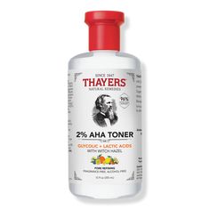 2% AHA Exfoliating, Smoothing and Pore Refining Toner - Thayers | Ulta Beauty Thayers Toner, Thayers Witch Hazel, Glycolic Acid Toner, Witch Hazel Toner, Salicylic Acid Acne, Exfoliating Toner, Alcohol Free Toner, Skin Care Cleanser, Exfoliate Face