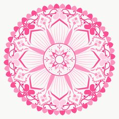 a pink and white circular design with hearts