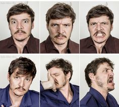 multiple images of a man making funny faces