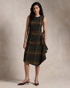 Plaid Faux-Wrap Sleeveless Dress Ralph Lauren Plaid, Jewel Neck, Short En Jean, Faux Wrap Dress, Wimbledon, Nordstrom Dresses, Wrap Skirt