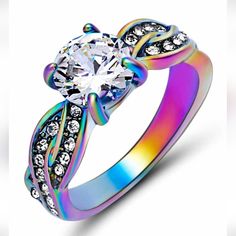 Brand New Aaa Zircon Rainbow Hematite Ring. New To Poshmark? Use Referral Code Kimberlyn222 To Receive $10. Raw Sapphire Ring, Rainbow Hematite, Hematite Ring, Rainbow Ring, Rainbow Rings, Artisan Rings, Rainbow Jewelry, Blue Topaz Stone, Black Sapphire