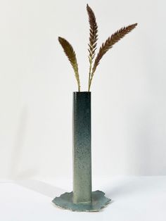 there is a tall vase with some plants in it