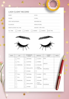 Lash Client Record Card is a good assistant for eyelash extension masters and a great purchase for beauty salon owners. You can record important information about customers and their preferences in the template. Choose a layout size, including A4, A5, Letter, Half Letter, Filofax, or Happy Planner. Specify the desired cutting marks. Customize and download Lash Client Record Template in PDF and enjoy using it. Sections available in this template: Lash Mapping Client Card, Lash Record Card, Lash Guide For Clients, Lash Business Planner, Lash Tech Client Record, Lash Client Record Card, Lash Tech Paperwork, Lash Chart For Clients