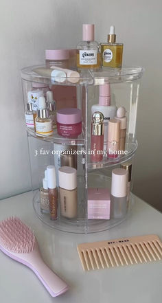 HBlife 360 Rotating Makeup Organizer Adjustable Makeup Carousel Large Capacity Revolving Perfume Organizer Skincare Organizers Cosmetic Storage Spinning Holder for Vanity, Clear Skin Care Organizer, Skincare Shelf, Rotating Makeup Organizer, Rangement Makeup, Skincare Inspiration, Skincare Organization, Pretty Skin Care, Storage Display, Skin Care Items