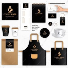 the coffee cups logo and stationery design