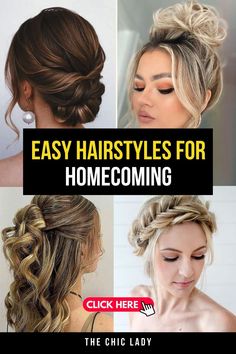 Top 20 Simple and Gorgeous Hairstyles for Homecoming Updo For Homecoming, Loose Buns, Simple Updo