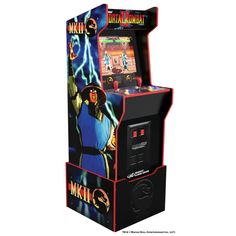 an old school arcade machine is shown in this image, it's black and red