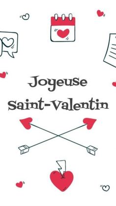 the words jojeuse saint - valentine written in black and red