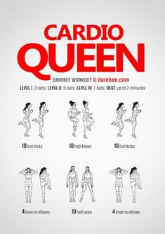 the cardio queen workout poster shows how to do an exercise for each woman's body