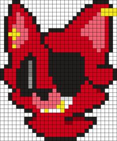 a pixellated image of a red devil face