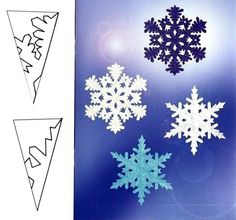 the snowflakes are cut out and ready to be made into paper decorations for christmas