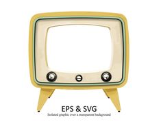 an old tv with the words epss and svg on it